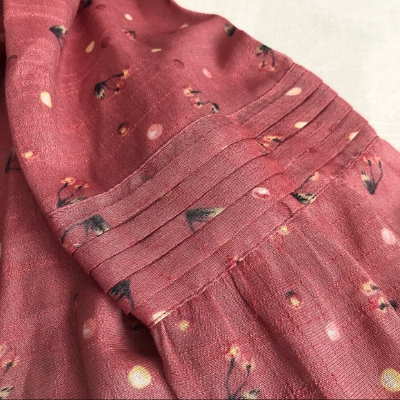 [Lauren Conrad] Cherry Print Square Neck Balloon Pleat Detail Sleeve Top - Picture 5 of 10